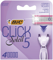 Сменные кассеты для женской бритвы BIC Click 5 Soleil 5 лезвий увлажняющая полоска с алоэ вера, 4 шт