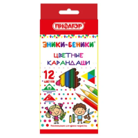 Карандаши цветные ПИФАГОР 'ЭНИКИ-БЕНИКИ', 12 цветов, классические заточенные, 181346