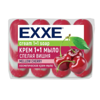 Мыло-крем туалетное 1+1 косметическое 300 г EXXE, КОМПЛЕКТ 4 шт. х 75 г, 'Спелая вишня', С0007350