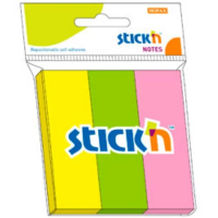 Клейкие закладки бумажные Stick'n 76х25мм, 3цвета по 50 листов, неоновые