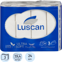 Туалетная бумага Luscan Deluxe 3 слоя, 24 рулона, 19,3 м, белая