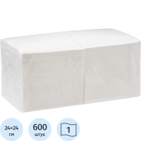 Салфетки бумажные Big Pack 24х24см, 600шт, 1 слой, белые