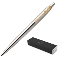 Шариковые ручки класса Люкс Parker Jotter Essential M, серебристый/позолоченный корпус, 1953182