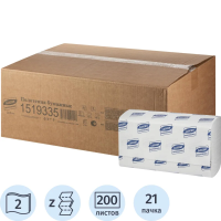 Бумажные полотенца Luscan Professional H2, 2 слоя, Z-сложение, 200лист,  белые,  21 пачка