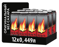 Энергетический напиток Burn оригинальный без сахара, 449мл x 12 шт