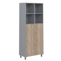 Шкаф высокий Skyland Offix NEW OHC 87.6, дуб сонома светлый/металлик, 874х450х2147мм