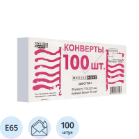 Конверт почтовый Officepost Е65 белый, 110х220мм, 80г/м2, 100шт, декстрин