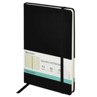 Записная книжка Brauberg Metropolis Special черный, А5, 80 листов, в клетку, на сшивке, под кожу