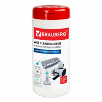 Салфетки чистящие для пластика Brauberg Power Clean 100 шт/уп, в тубе