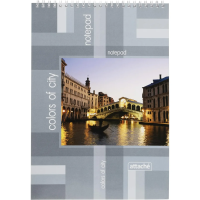 Блокнот Attache Colors of city, А4, 60 листов, в клетку, на спирали, ламинированный картон