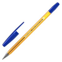Шариковая ручка Brauberg M-500 Amber синяя, 0.35мм, оранжевый корпус