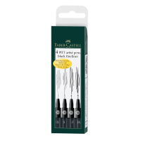Набор капиллярных ручек Faber-Castell 'Pitt Artist Pen' черные, 4шт., 0,1/0,3/0,5/0,7мм, пласт. уп., европодвес