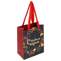Пакет подарочный (1 штука) новогодний 11x6x15 см, ЗОЛОТАЯ СКАЗКА 'New Year', фольга, 608228