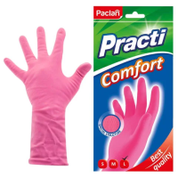 Перчатки латексные хозяйственные Paclan Comfort р.L, розовые, пара
