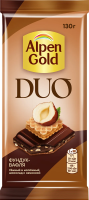 Шоколад Alpen Gold Duo темный какао и фундук, 130г