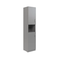 Шкаф-колонка высокий Skyland Simple SR-5U.4, левый, серый, 386х375х1815мм, две глухие малые двери
