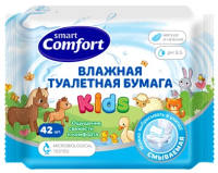 Влажная туалетная бумага Comfort Smart Kids детская ромашка, 42 листа