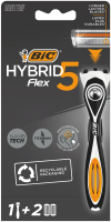 Бритва мужская BIC Flex 5 Hybrid 5 лезвий плавающая головка, 1 ручка и 2 сменные кассеты