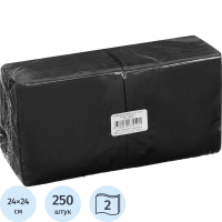 Салфетки бумажные 24х24см, 250шт, 2 слоя, черные