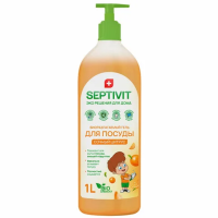 Средство для мытья посуды Septivit Сочный цитрус, 1л, биоразлагаемое, с дозатором