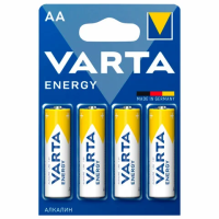 Батарейки алкалиновые 'пальчиковые' КОМПЛЕКТ 4 шт., VARTA ENERGY, АА (LR6, 24А), блистер, 4106229414