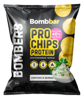 Чипсы Bombbar протеиновые сметана и зелень, 50г