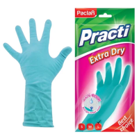Перчатки резиновые Paclan Practi Extra Dry р.L, х/б напыление, флок
