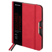 Записная книжка Brauberg Note красный, А5, 80 листов, в клетку, на сшивке, под кожу софт-тач