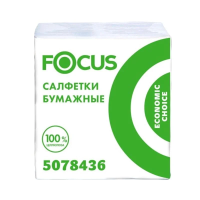 Салфетки бумажные Focus Economic Choice 20х24см, 100шт, 1 слой, белые, 5078436