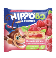 Бисквит Hippo bo & friends малиновая начинка, 32г, 12 шт/уп