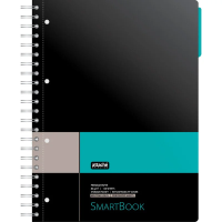 Тетрадь Smartbook серо-бирюзовая, А4, 120 листов, в клетку, на спирали, пластик