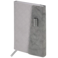 Ежедневник недатированный А5 145х215 мм, BRAUBERG 'Stitch', под кожу, магнит, 160 л., серый, 116591