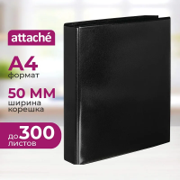 Папка на 4-х кольцах Attache ПАНОРАМА черный  50мм Россия 1,5мм б/уг с Dмех