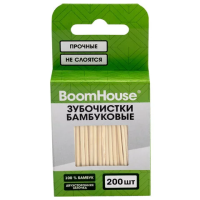 Зубочистки бамбуковые 200 шт. в коробке с подвесом, BOOMHOUSE (БУМХАУС), 701954