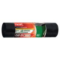 Мешки для мусора 240л Paclan 'Big&strong' ПВД, 140*90см, 20шт., черного цвета, в рулоне