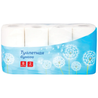 Туалетная бумага Officeclean 2 слоя, 8 рулонов, 16.2 м, белая