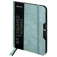 Записная книжка Brauberg Note светло-серый, А5, 80 листов, в клетку, на сшивке, под кожу софт-тач