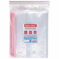 Пакеты с замком Zip Lock Brauberg 30х40см, 40мкм, 100шт/уп