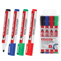 Маркеры стираемые для белой доски, НАБОР 4 ЦВЕТА, BRAUBERG 'ULTRA WHITEBOARD MARKER', 3 мм, 152635