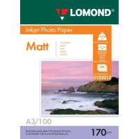 Фотобумага для струйных принтеров Lomond А3, 100 листов, 170 г/м2, матовая, двусторонняя, 102012