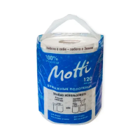 Бумажные полотенца Motti 2 слоя, 1 рулон, 120м, белые