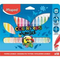 Фломастеры для рисования Maped Jungle 18 цветов, смываемые