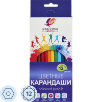 Карандаши цветные ЛУЧ 'Классика', 12 цветов, заточенные, шестигранные, картонная упаковка, 29С 1710-