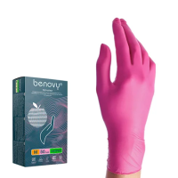 Перчатки нитриловые Benovy Nitrile MultiColor р.М, розовые, 50 пар
