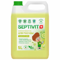 Средство для мытья посуды Septivit Ледяной лайм, 5л, гипоаллергенное, биоразлагаемое