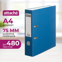 Папка-регистратор А4 Attache синяя, 75мм, с металлическим уголком