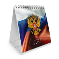 Календарь-домик настольный на гребне, 2027 г., BRAUBERG, 101х101 мм, 'Герб РФ', 118470