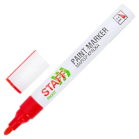 Маркер-краска лаковый (paint marker) 2-4 мм, КРАСНЫЙ, НИТРО-ОСНОВА, STAFF PROFIT, для любых поверхностей, 152582