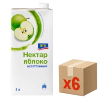 Aro Нектар яблочный осветленный, 2л x 6 шт