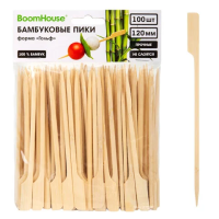 Шпажки-пики для канапе бамбуковые ГОЛЬФ 12 см, 100 шт., BOOMHOUSE (БУМХАУС), 701963